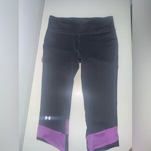 Under Armour Capri Compression Leggings Gray W Purple Mesh M Women's